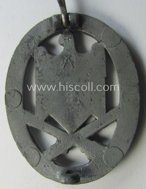 'Allgemeines Sturmabzeichen' (or: General Assault Badge ie. GAB) being a neatly maker (ie. 'A'-) marked, zinc- ie. 'Feinzink'-based-variant as was produced by the: 'Assmann & Söhne'-company