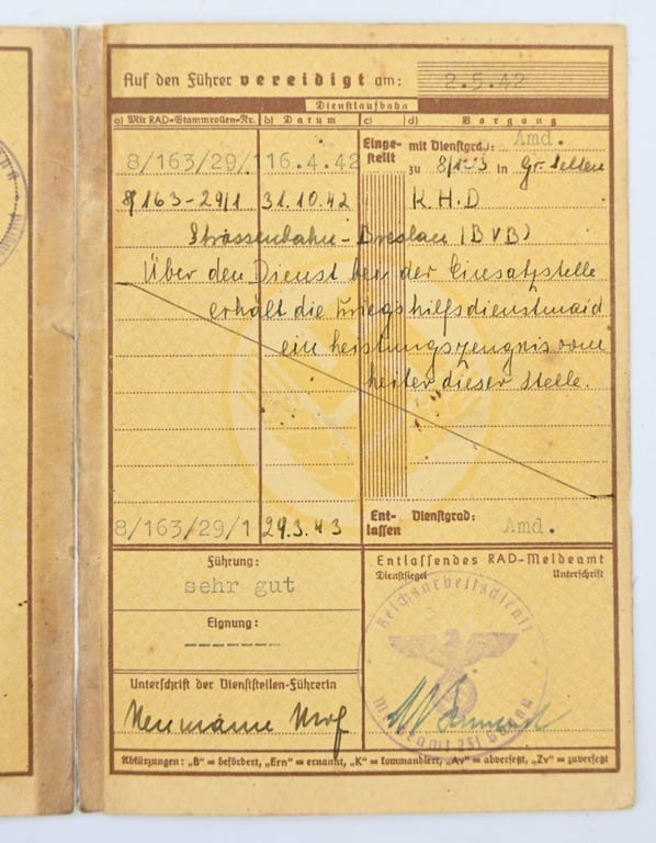 German RAD Good Conduct Certificate and Pass