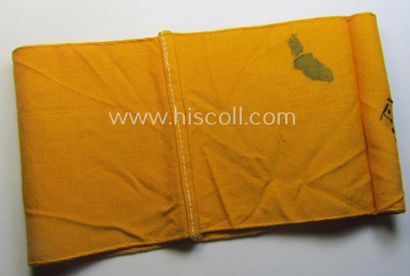 Golden-yellow-coloured- and/or linnen-based armband (ie. 'Armbinde') entitled: 'Waffen-SS'