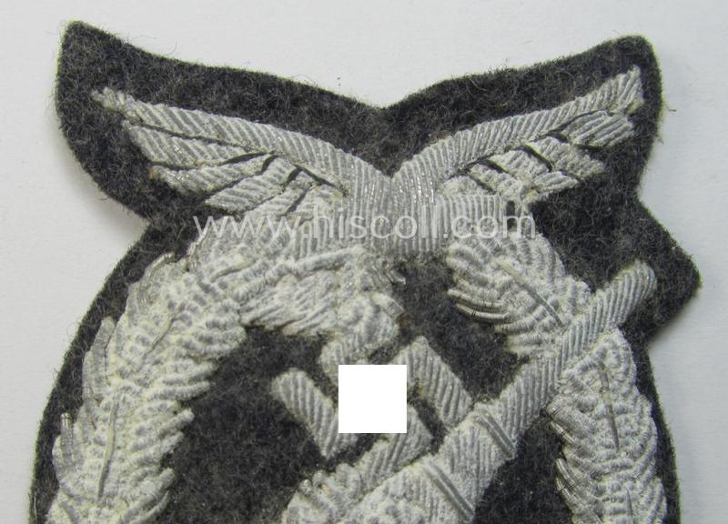 Superb - and actually rarely found! - neatly hand-embroidered (I deem officers'-pattern!) example of a WH (Luftwaffe) 'Flakkampfabzeichen' (or: airforce anti-aircraft badge) that comes in an overall nice condition