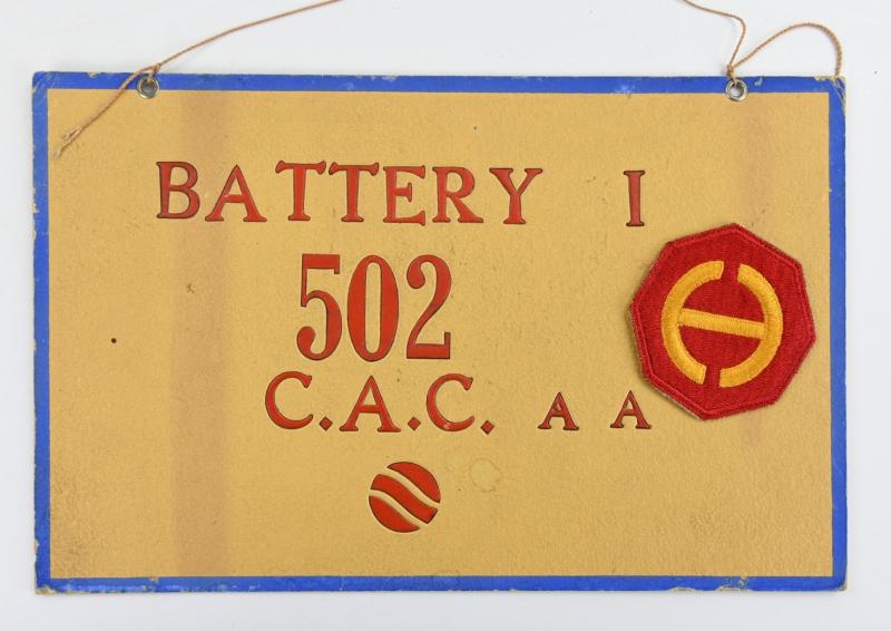US WW2 502nd Coast Artillery (AA) Barracks Sign Pearl Harbor