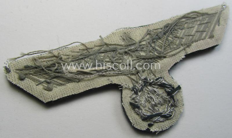 Superb - and never used! - WH (Heeres) officers'-type, hand-embroidered breast-eagle (ie. 'Brustadler für Offiziere') as was executed in bright-silverish-coloured braid as was intended for usage on the various officers'-pattern tunics