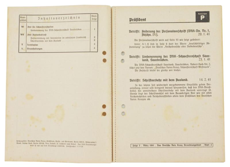 German DRK Regulation Sheet 1941