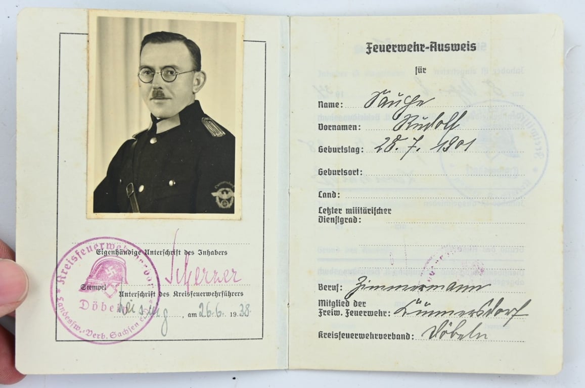 German Third Reich Fireworkers Pass