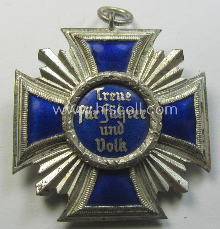 'N.S.D.A.P. Dienstauszeichnung in Silber' (ie. '2. Stufe für 15 Jahre t. D.') being a (typical) non-maker-marked- (and 'regular-weight') example that comes together with its period (regular-sized) ribbon as issued- and/or worn