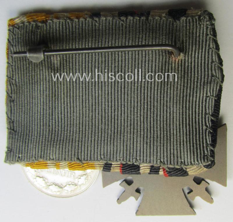 WWI- (ie. TR-) period 'Orden- o. Doppelspange' depicting a: 'Kriegsteilnehmerkreuz mit Schwn.' and a (scarcely seen!): 'Erinnerungsmedaille für Rettung aus Gefahr'