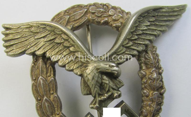 WH (Luftwaffe) 'Flugzeugführer-Abzeichen' (or: pilots'-badge) being a neatly maker- (ie. 'GWL'-) marked- and/or: 'Buntmetall'-based example as was produced by the maker: 'Gebrüder Wegerhoff'