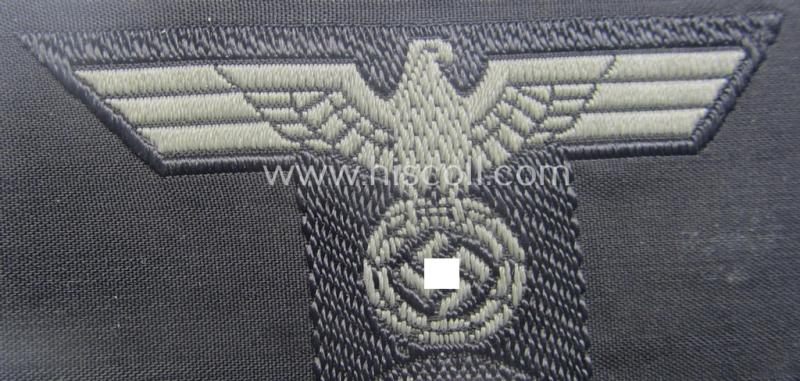 WH (Heeres) 'Pz'-related, 'T-shaped' ie. 'M42'-pattern cap-eagle/cocarde (ie. 'Mützentrapez') as executed in 'BeVo'-weave pattern as was specifically produced for usage on the (impopular) 'M-42'-model Pz-side-caps (ie. 'Schiffchen-Mützen...
