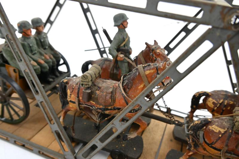 German WH Elastolin Horse Drawn Wagon with bridge
