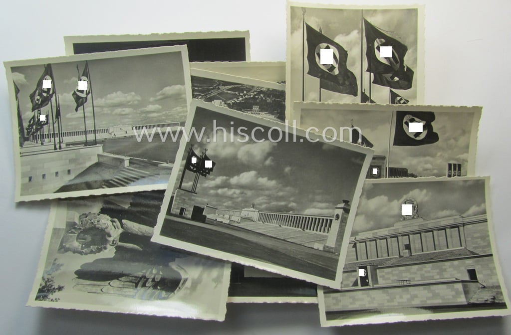 Interesting, N.S.D.A.P.-related 'souvenir'-photo map comprising of a small-sized, carton-based 'folder' containing 12 detailed pictures of the: 'Stadt der Reichsparteitage - Nürnberg'