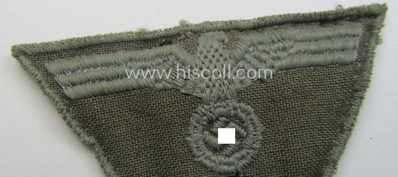 Later-war- (ie. 'last-ditch'-) pattern WH (Heeres): 'M43-pattern') cap-eagle/cocarde (ie. cap-trapezoid) for the: 'M-43'-model field-caps (ie. 'Einheitsfeldmützen')