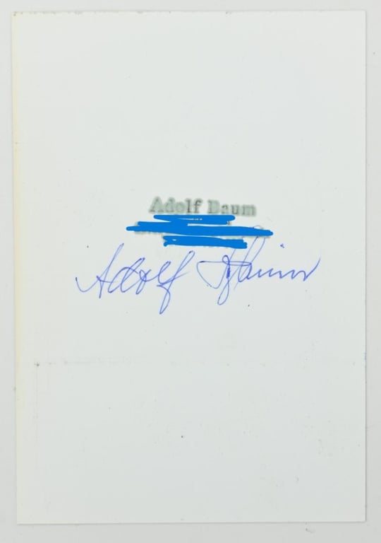Signature of Wehrmacht Heer KC Recipient 'Adolf Baum'