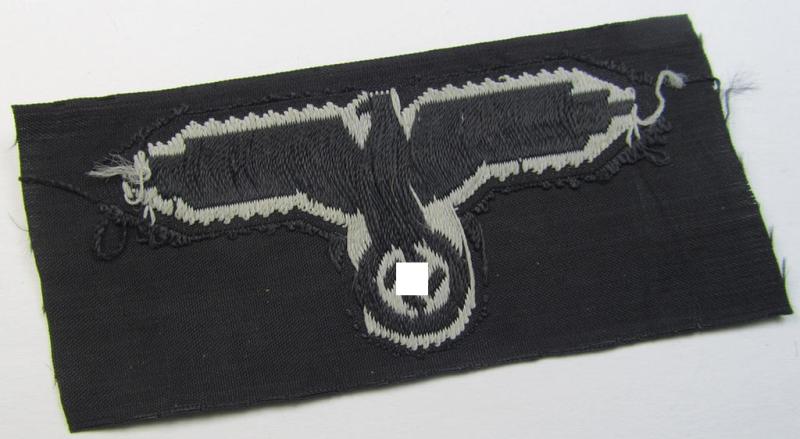 Superb, mid- (ie. later-) war-pattern 'Waffen-SS'-type so-called: 'BeVo'-pattern, EM- (ie. NCO-) type side-cap eagle that comes in a never used- (ie. unconfectioned and/or  'virtually mint- ie. unissued'-), condition