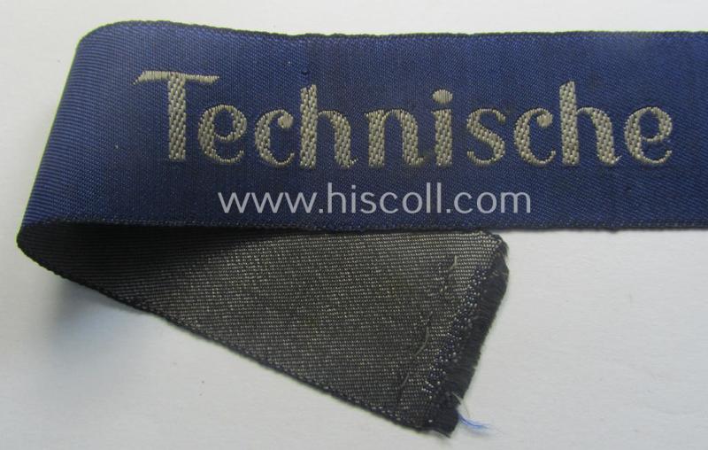 Attractive - and actually very scarcely encountered! - example of a darker-blue-coloured (and female-related!) TeNo-cuff-title (ie. 'Ärmelstreifen') entitled: 'Technische Assistentin' being an example as was woven in the neat 'BeVo'-weave patte...