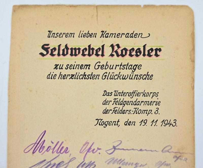 German WH Feldgendarmerie Birthday Card