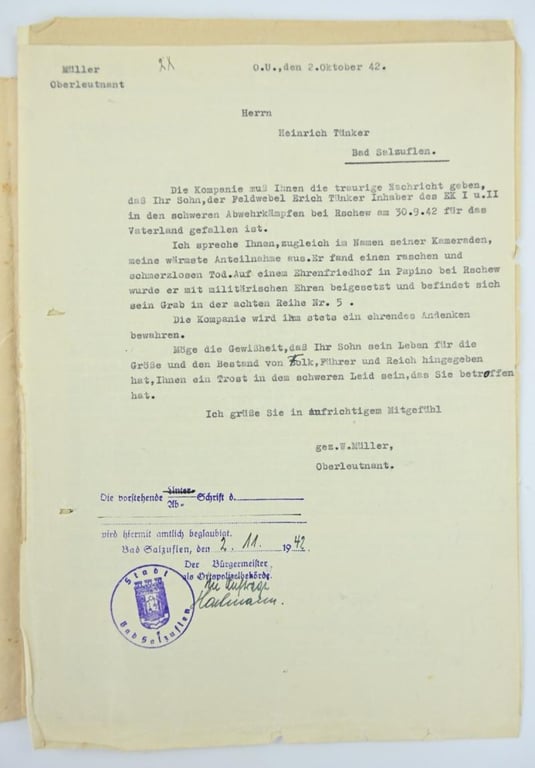German WH Deatch Certificates and Documents G.R.266