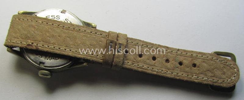 Regrettably incomplete, WH (Heeres, LW etc.) WWII-period wrist-watch (or: 'Dienstuhr') of the make: 'Moeris' having an engraved number: '2655962' on its back (and that comes in a non-functional ie. non-running condition)