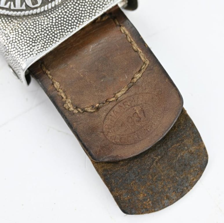 German WH Beltbuckle with leather tab 'B. Haarmann'