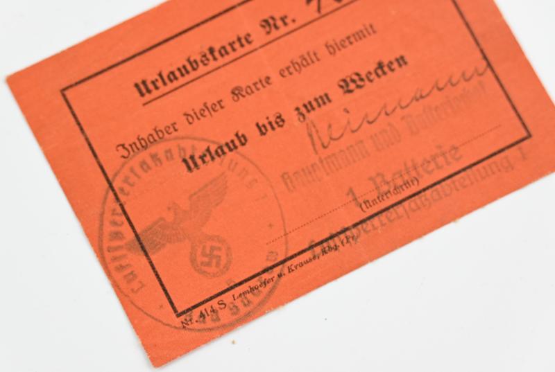 German LW Holiday Leave Card