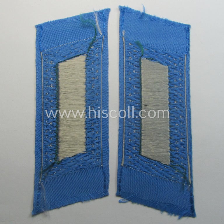 Pair of (entirely!) 'BeVo'-woven, NCO-pattern 'Ostvölker'-collar-tabs as was intended for a: 'Turkistanian'-volunteer within the 'Deutsche Wehrmacht' (ie. 'Zugführer' within the: 'Turkistanianisches Legion')