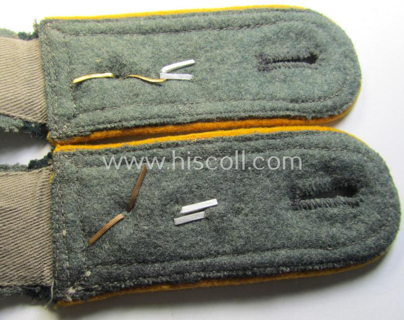 Attractive - and fully matching! - pair of WH (Heeres), early-war period- (ie. 'M36'- ie. 'M40'-pattern and/or rounded-styled) neatly 'cyphered', NCO-type shoulderstraps as was intended for a: 'Feldwebel eines Kavallerie-Lehr-Abteilungs'