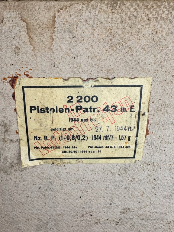 WW2 WH ammo box "B Luftdichter Patronenkasten 2200 Pistolen -Patr.43 m E"