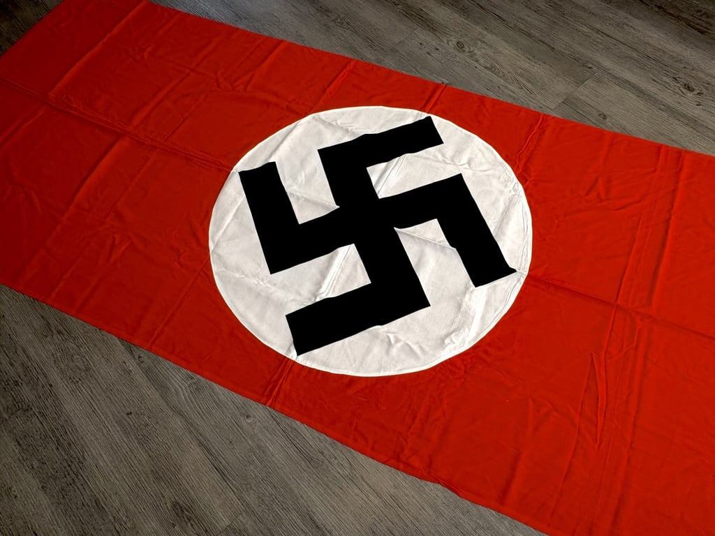 GERMAN WWII LARGE THIRD REICH NSDAP NAZI DOUBLE SIDED DRAPE ADDITIONAL PHOTOS