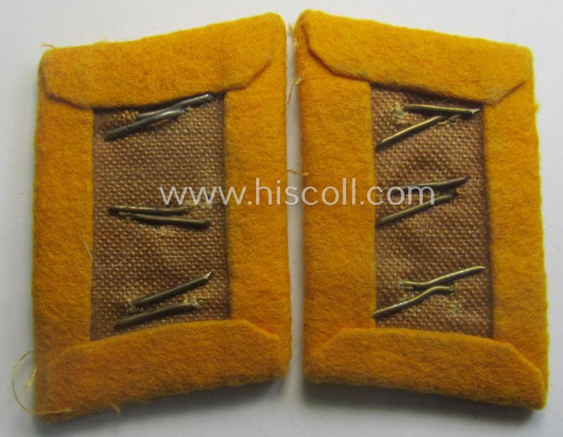 Fully matching pair of WH (Luftwaffe) golden-yellow-coloured, EM- (ie. NCO-) type collar-patches (ie. 'Kragenspiegel') as was intended for usage by a member serving within a: 'Flieger- o. Fallschirmjäger' regiment ie. unit