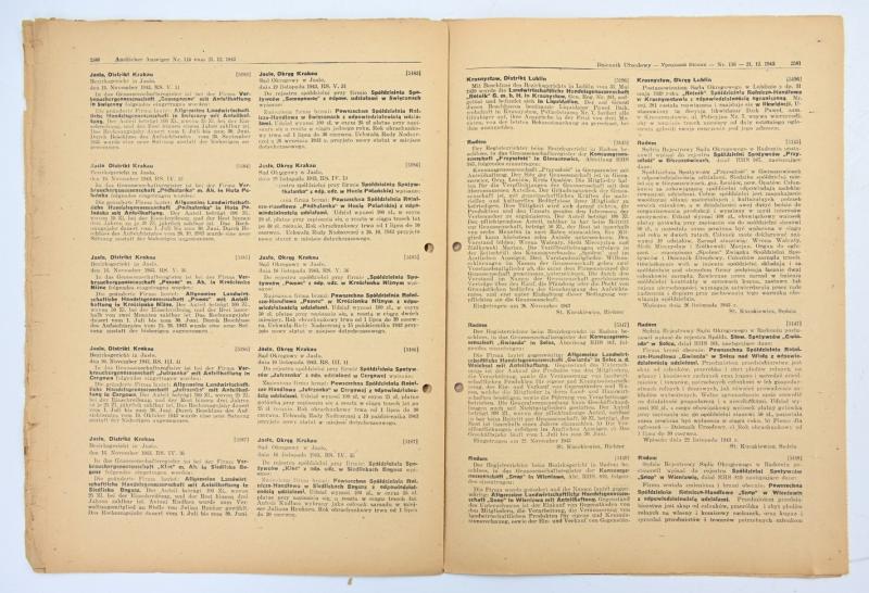 German Generalgoverment Newspaper 'Amtlicher Anzeiger'