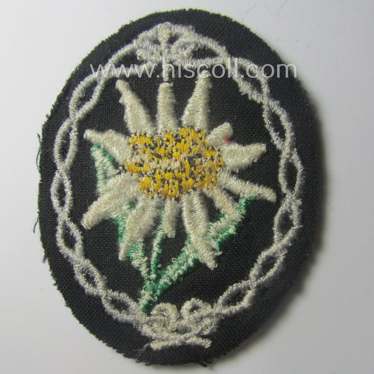 WH (Heeres) EM- (ie. NCO-) type: 'Edelweiss'-armpatch (being a machine-embroidered specimen)