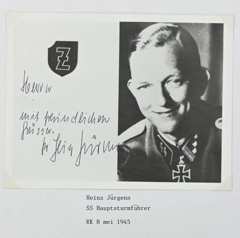 Signature of Waffen-SS KC Recipient 'Heinz Jürgens'