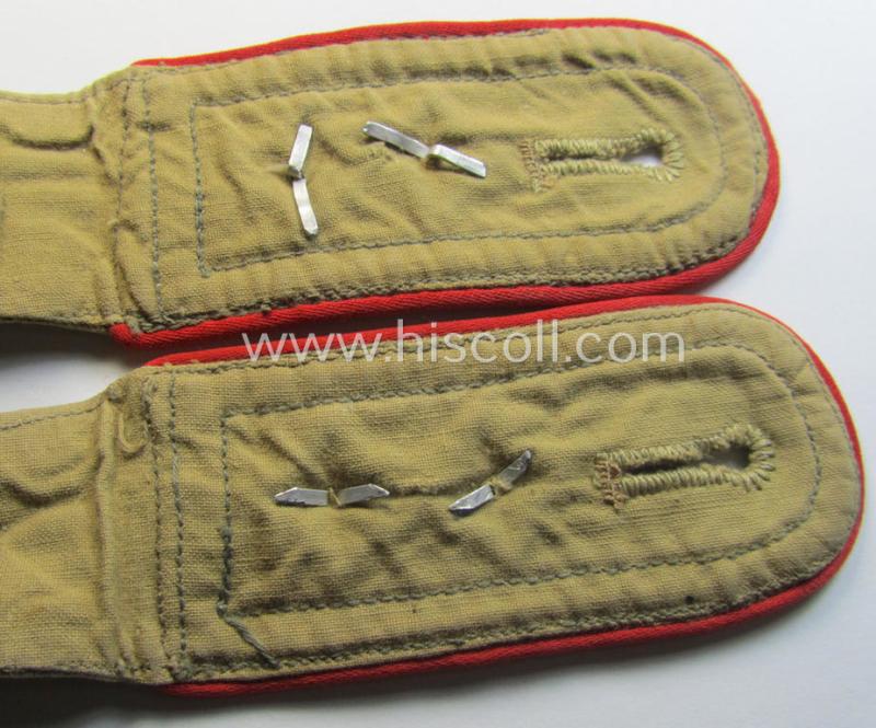 Superb - and/or fully matching! - pair of WH (Luftwaffe) 'tropical-styled', NCO-type shoulderstraps (as was specifically intended for usage onto the tropical-shirts ie. tunics) as was intended for an: 'Oberfeldwebel. o. Oberwachtmeister der Flak-A...