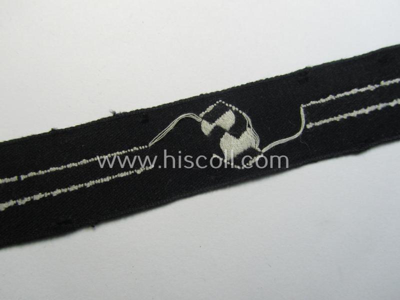 RAD (ie. 'Reichsarbeitsdienst') EM- (ie. NCO-) pattern, commemorative cuff-title (ie. 'Dienstärmelstreifen') depicting a capital 'S'-character (as was intended for commisioned-staff working on the various 'Westwall'-fortifications)