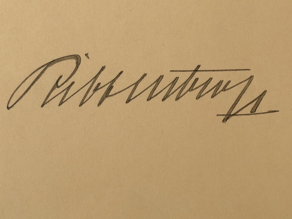 AUTHENTIC GERMAN WW2 INK SIGNATURE OF NAZI MINISTER JOACHIN VON RIBBENTROP.