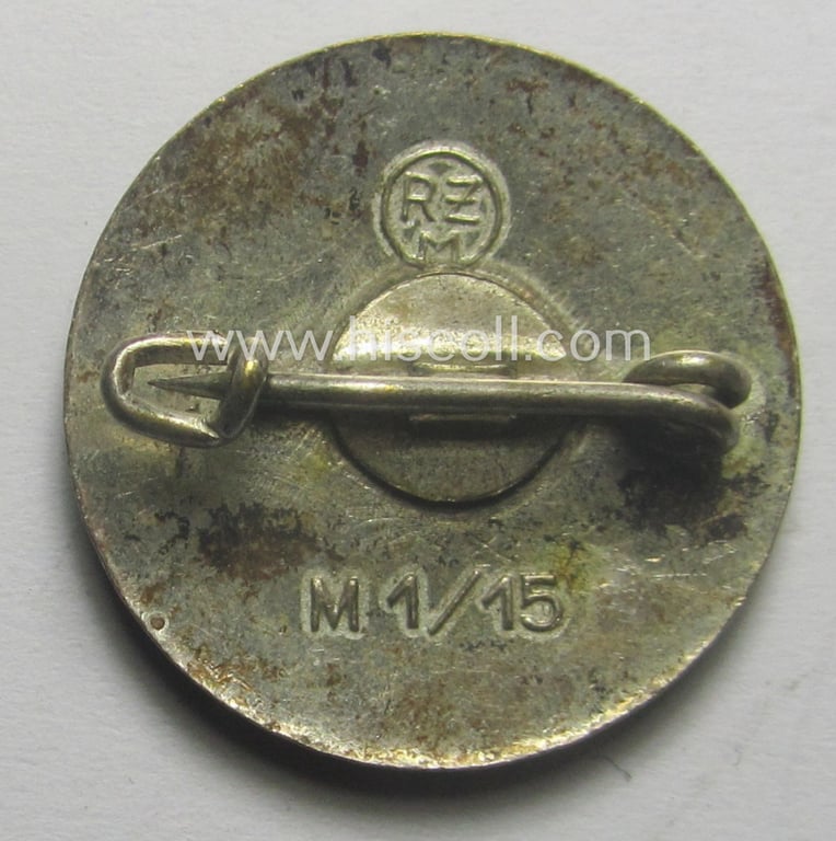 'N.S.D.A.P.'-membership-pin- ie. party-badge (or: 'Parteiabzeichen') showing the makers'-designation: 'RzM' and/or: 'M1/15' (= 'Ferd.Hofstätter - Bonn')
