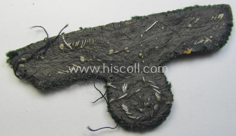 Attractive - and moderately used! - WH (Heeres) officers'-type, hand-embroidered breast-eagle (ie. 'Brustadler für Offiziere') as was executed in bright-silverish-coloured braid as was intended for usage on the various officers'-pattern tunics