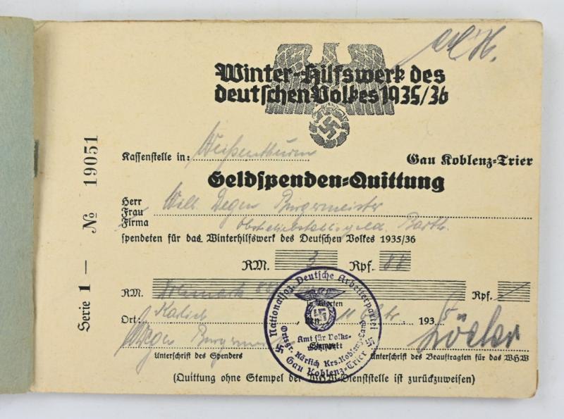 German WHW Contribution Booklet 1935/36