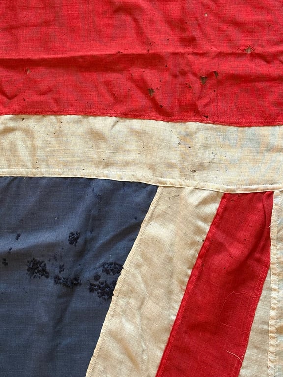 RARE WW1 PATRIOTIC RECRUITMENT PANEL STICHED BRITISH UNION JACK FLAG.