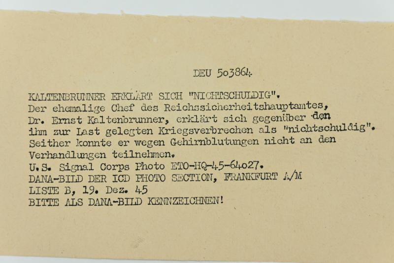 Allied Nuremberg War Trails Picture 'Ernst Kaltenbrunner'