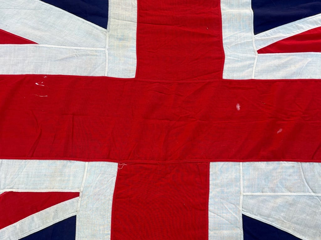 RARE WW1 AUTHENTIC 1916 EXETER PATRIOTIC PANEL STICHED BRITISH UNION JACK FLAG.