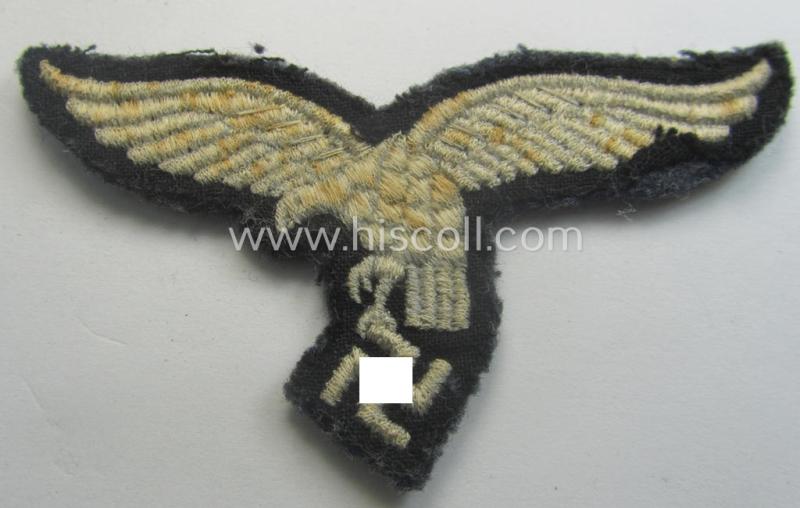 Truly used- ie. worn, WH (Luftwaffe) EM- (ie. NCO-) 'down-tailed'-pattern breast-eagle