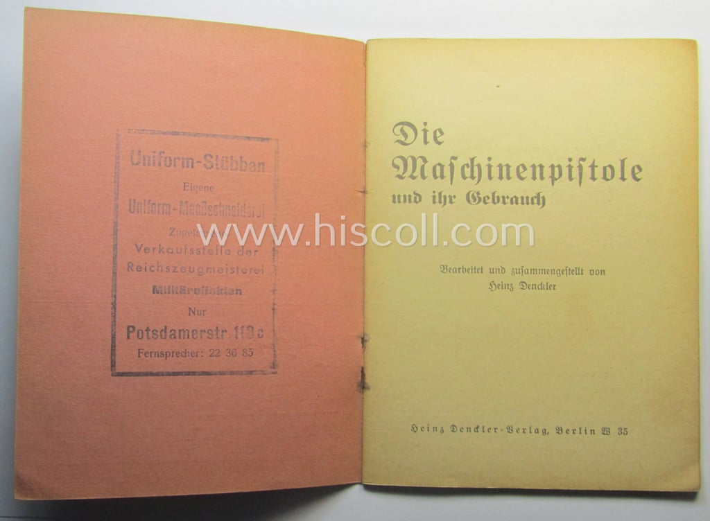 WH-related instruction-booklet entitled: 'Die Maschinenpistole und ihr Gebrauch'