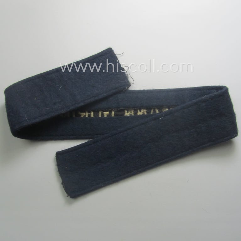 Truly used- and/or tunic-removed, typical 'smooth-woolen'-based, EM- (ie. NCO-) pattern WH (Luftwaffe) cuff-title (ie. 'Ärmelstreifen') entitled: 'Hermann Göring' that comes in that comes in an overall very nice condition
