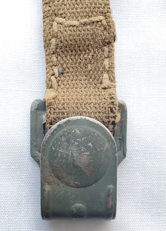 Wehrmacht gas mask canister short belt strap with hook
