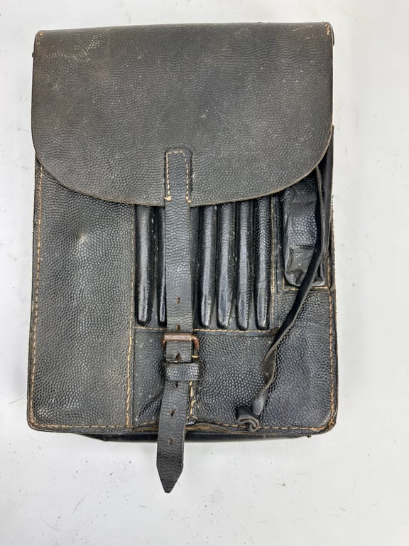 Original German WWII Black Leather Mapcase
