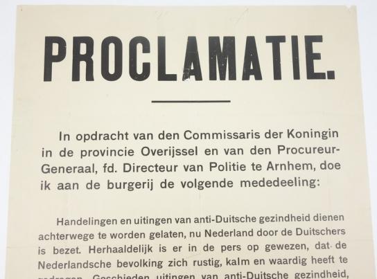 Dutch WW2 Poster Proclamatie