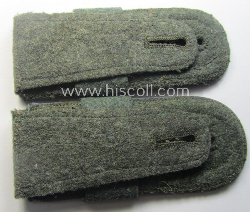 Pair of mid-war-period, so-called: 'M41 o. M43'-pattern, WH (Heeres) NCO-type shoulderstraps that comes with its accompanying 'Überschube'-pair as was intended for an: 'Oberfeldwebel des Nachschub-Abtgs. 33'