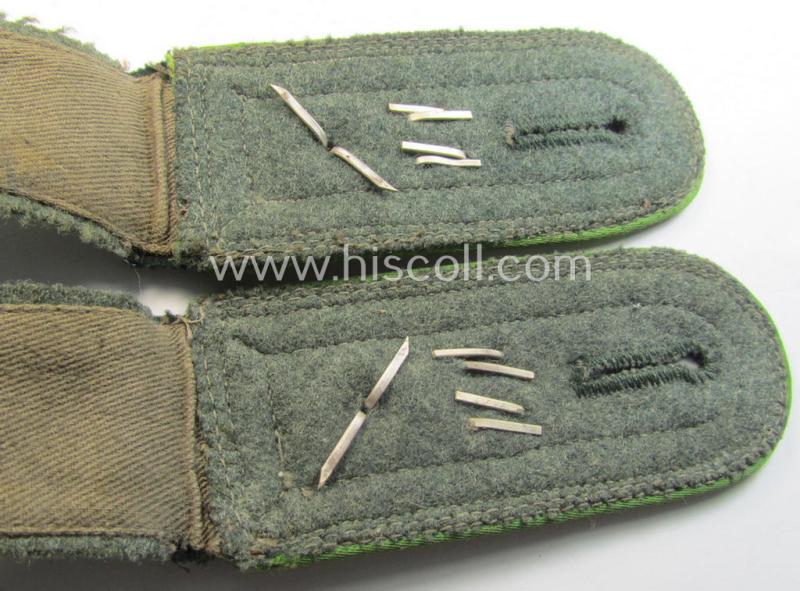 Attractive - fully matching and actually scarcely found! - pair of 'cyphered' WH (Heeres) early- (ie. mid-) war-period- (ie. 'M36- o. M40'-pattern-) NCO-type shoulderstraps as was intended for usage by a: 'Feldwebel des Panzer-Grenadier-Rgts. 10...