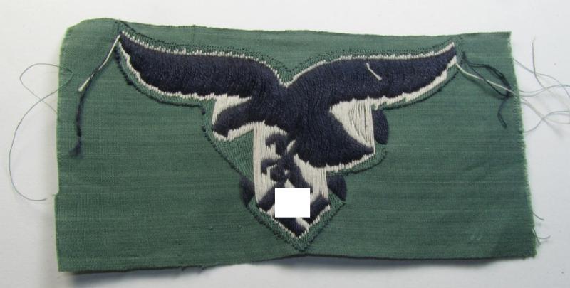 Attractive, 'standard-issue'-type and neatly ('BeVo'-) woven, WH (Luftwaffe) enlisted-mens'- (ie. NCO-) type breast-eagle that comes in a 'virtually mint' condition