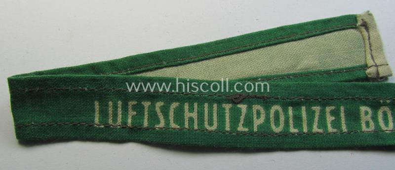 Printed cuff-title (ie. 'Ärmelstreifen') as was specifically intended for a volunteer who served within the: 'Luftschutzpolizei Böhmen-Mähren' (as situated in the: 'Protektorat Böhmen-Mähren')